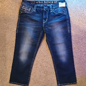 Rock Revival Blue Straight Jeans with Contrast Stitching